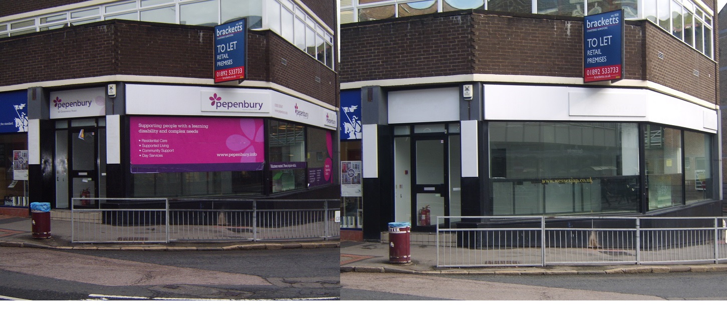 Shop front vinyl graphics and sign writing removal